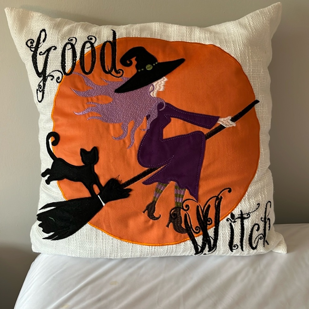 Halloween good witch pillow perfect for your couch. Brand new never used